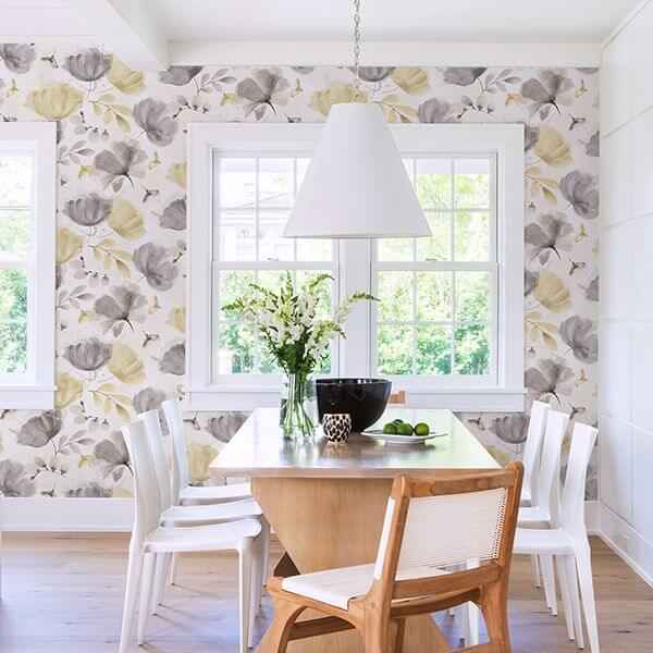 Zahra Grey Floral Wallpaper - York Wallcoverings - 2904-25679 - York Wallcoverings Wallpaper