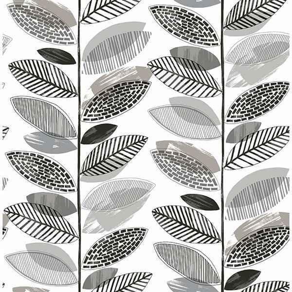 Nyssa Grey Leaves Wallpaper - York Wallcoverings - 2904-25683