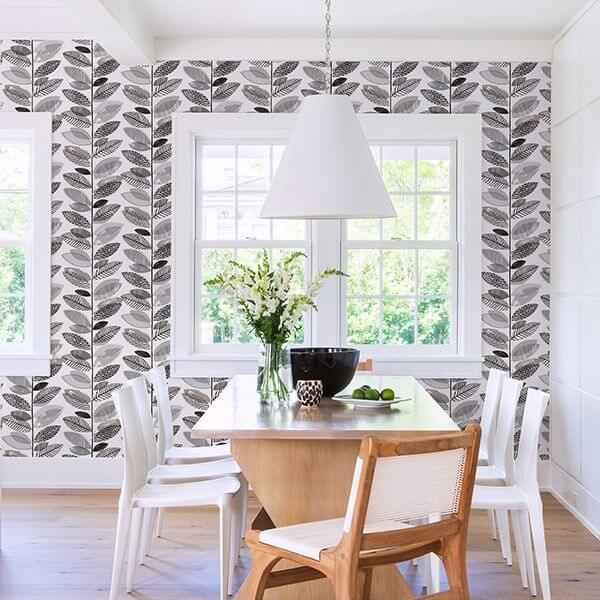 Nyssa Grey Leaves Wallpaper - York Wallcoverings - 2904-25683 - York Wallcoverings Wallpaper