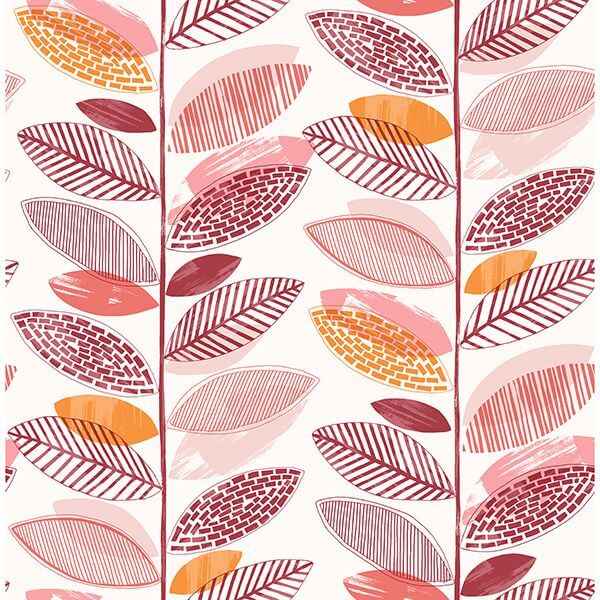 Nyssa Coral Leaves Wallpaper - York Wallcoverings - 2904-25684