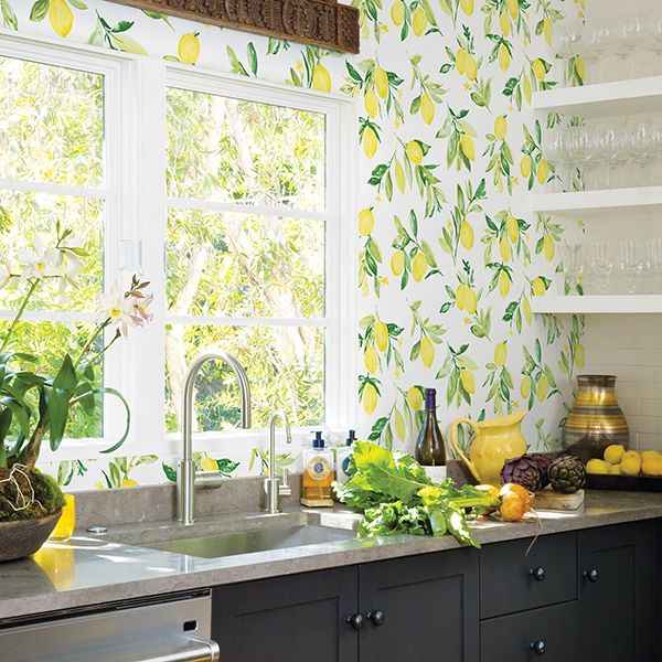 Limon Chartreuse Fruit Wallpaper - York Wallcoverings - 2904-25686 - York Wallcoverings Wallpaper