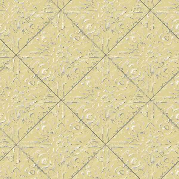 Brandi Yellow Metallic Faux Tile Wallpaper - York Wallcoverings - 3119-13093