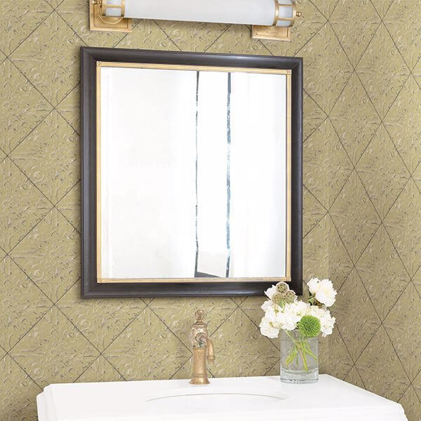brandi-yellow-metallic-faux-tile-wallpaper-york-wallcoverings-3119-13093 - York Wallcoverings Papel pintado
