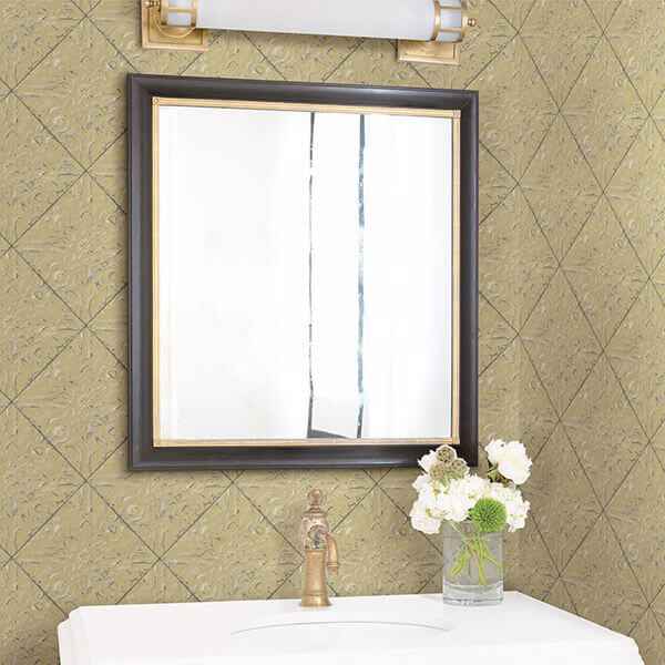 Brandi Yellow Metallic Faux Tile Wallpaper - York Wallcoverings - 3119-13093 - York Wallcoverings Wallpaper