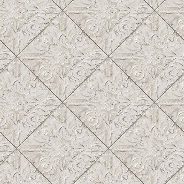 Brandi Grey Metallic Faux Tile Wallpaper - York Wallcoverings - 3119-13094 - York Wallcoverings Wallpaper