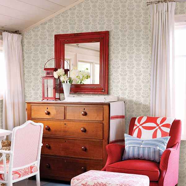Dolly Light Grey Floral Wallpaper - York Wallcoverings - 3119-13514