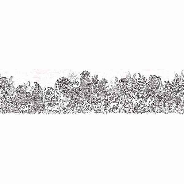 Parton Black Chicken Wallpaper - York Wallcoverings - 3119-13552B - York Wallcoverings Wallpaper