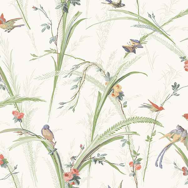 Meadowlark Light Green Botanical Wallpaper - York Wallcoverings - 3119-19321 - York Wallcoverings Wallpaper