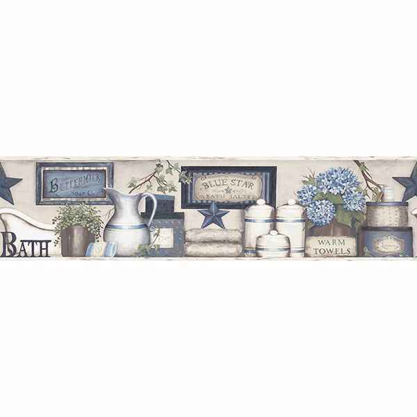 Country Bath Blue Rustic Wallpaper - York Wallcoverings - 3119-63104B - York Wallcoverings Wallpaper