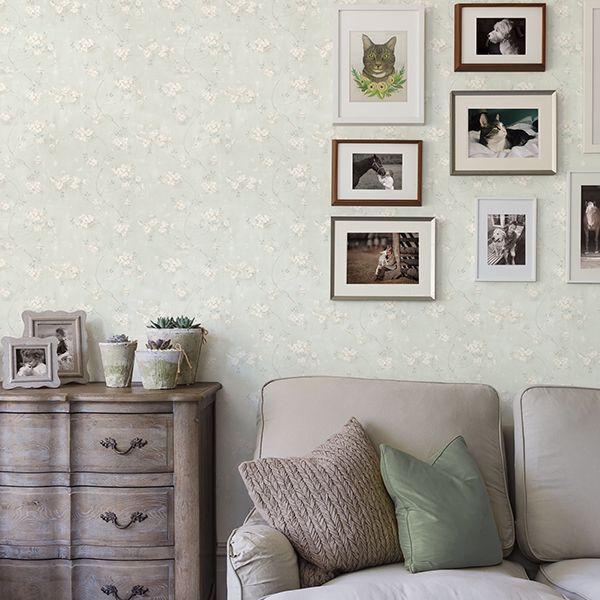 braham-teal-floral-trail-wallpaper-york-wallcoverings-3119-441013 - York Wallcoverings Papel pintado