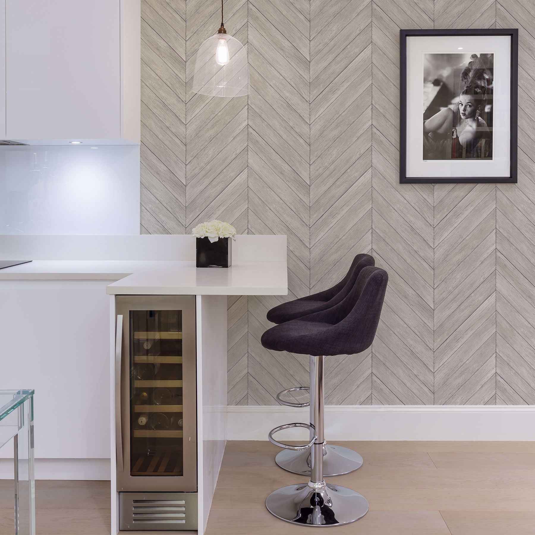 Parisian Dove Chevron Wood Wallpaper - York Wallcoverings - 2904-24005 - York Wallcoverings Wallpaper