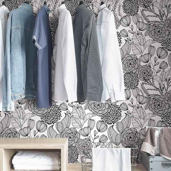 Black Secret Garden Peel and Stick Wallpaper - York Wallcoverings - NUS3501 - York Wallcoverings Wallpaper