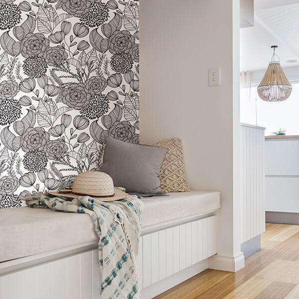 black-secret-garden-peel-and-stick-wallpaper-york-wallcoverings-nus3501 - York Wallcoverings Wallpaper