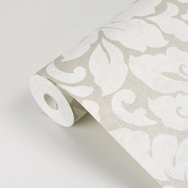 Arvid Off-White Damask Wallpaper - York Wallcovering