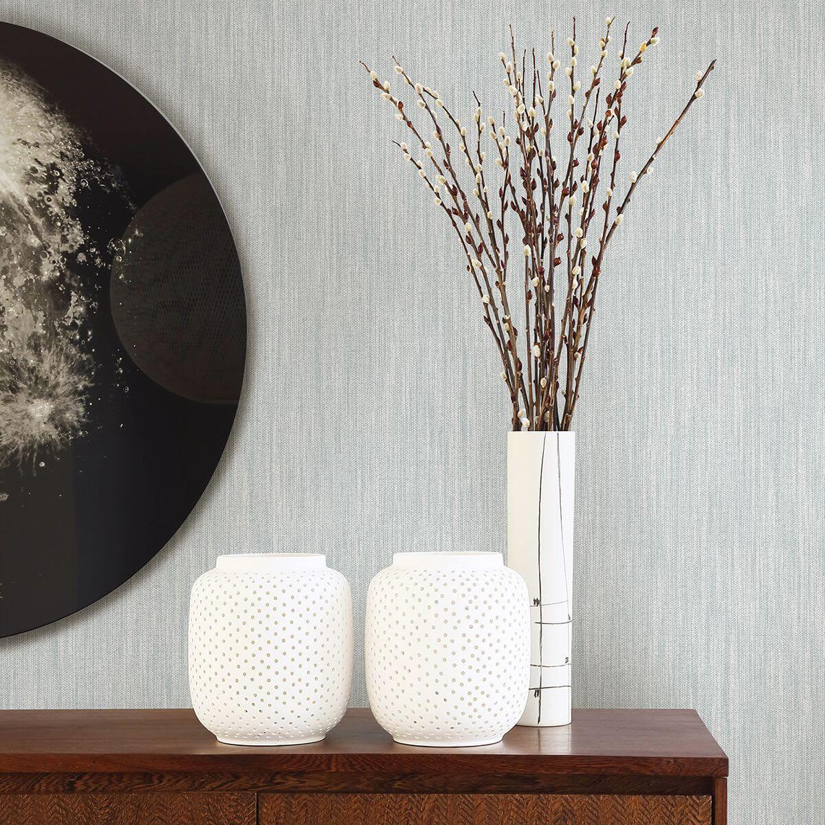 chenille-light-blue-faux-linen-wallpaper-york-wallcoverings-2903-25287 - York Wallcoverings Papel pintado