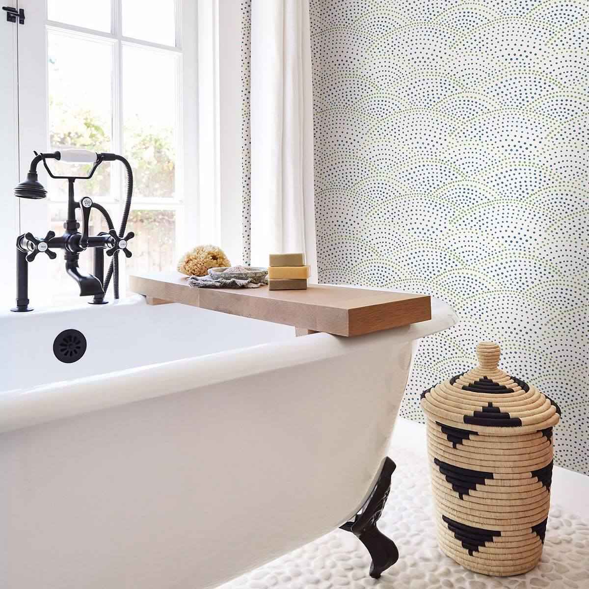 Bennett Blue Dotted Scallop Wallpaper - York Wallcoverings - 2903-25800 - York Wallcoverings Wallpaper