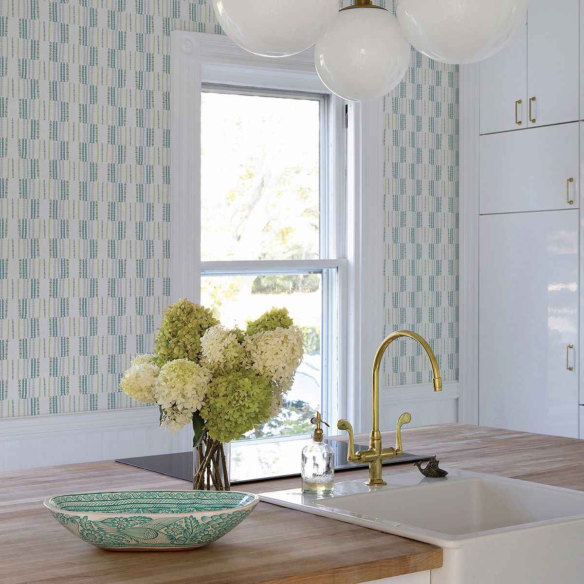 Burgen Teal Geometric Linen Wallpaper - York Wallcoverings - 2903-25804