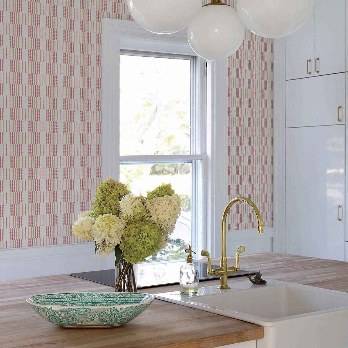 Burgen Orange Geometric Linen Wallpaper - York Wallcoverings - 2903-25807 - York Wallcoverings Wallpaper