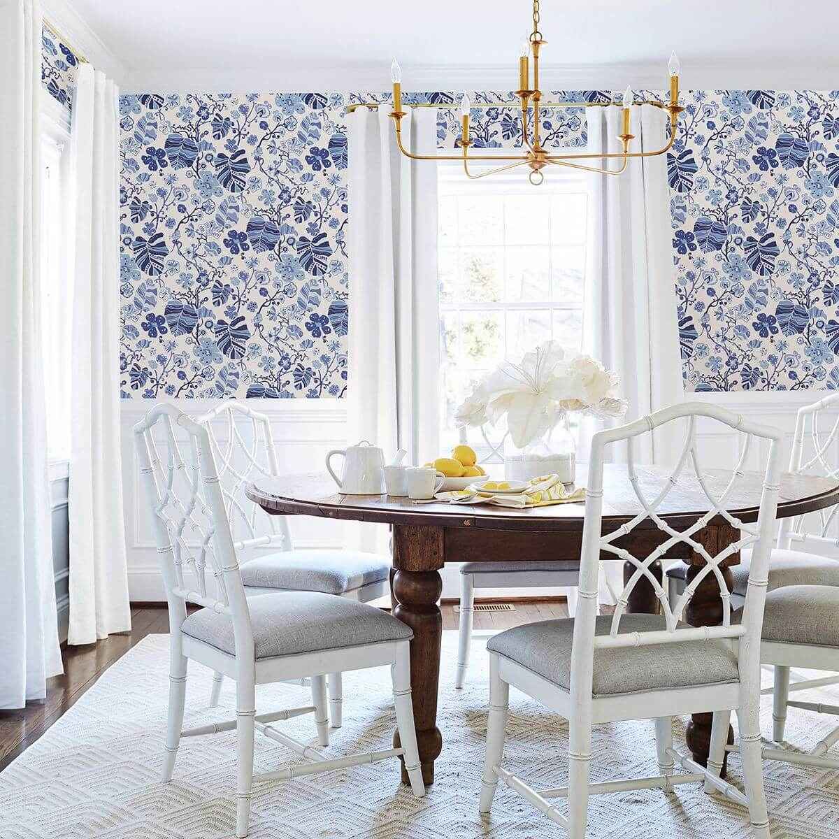 Gwyneth Indigo Floral Wallpaper - York Wallcoverings - 2903-25810 - York Wallcoverings Wallpaper