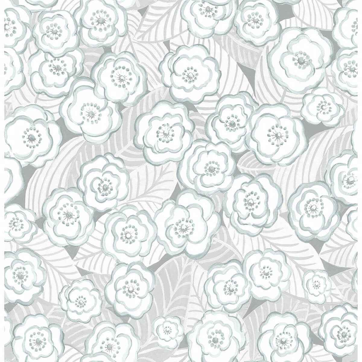 Emery Light Blue Floral Wallpaper - York Wallcoverings - 2903-25836