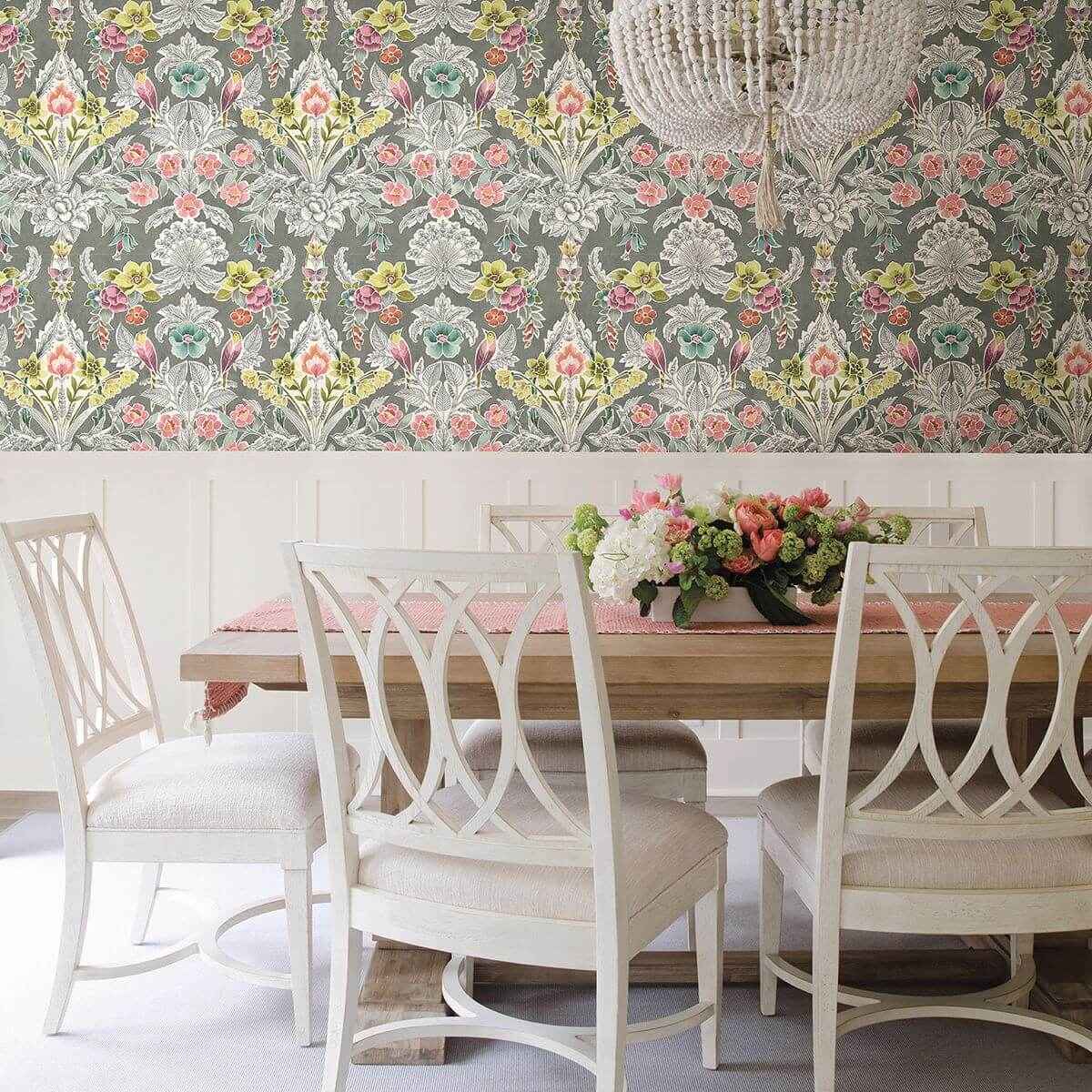 Vera Multicolor Floral Damask Wallpaper - York Wallcoverings - 2903-25860 - York Wallcoverings Wallpaper