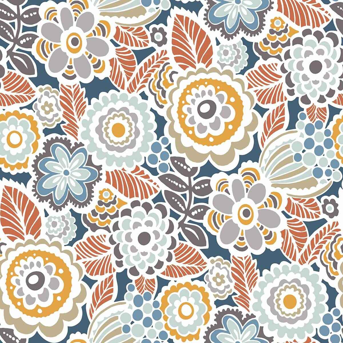 Lucy Navy Floral Wallpaper - York Wallcoverings - 2903-25866 - York Wallcoverings Wallpaper