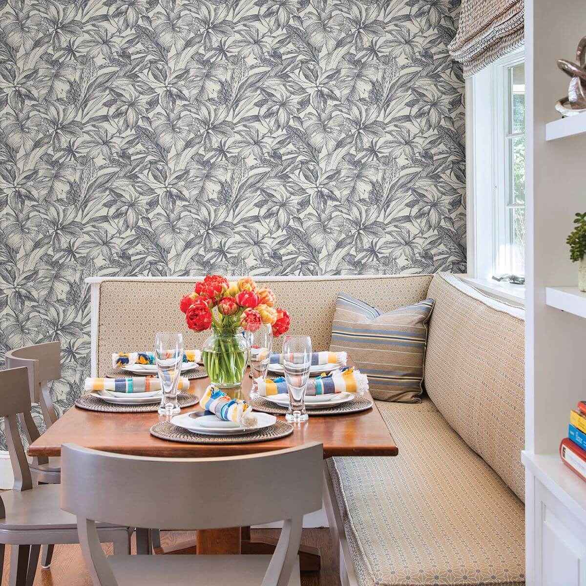 Simone Denim Tropical Wallpaper - York Wallcoverings - 2910-2741 - York Wallcoverings Wallpaper