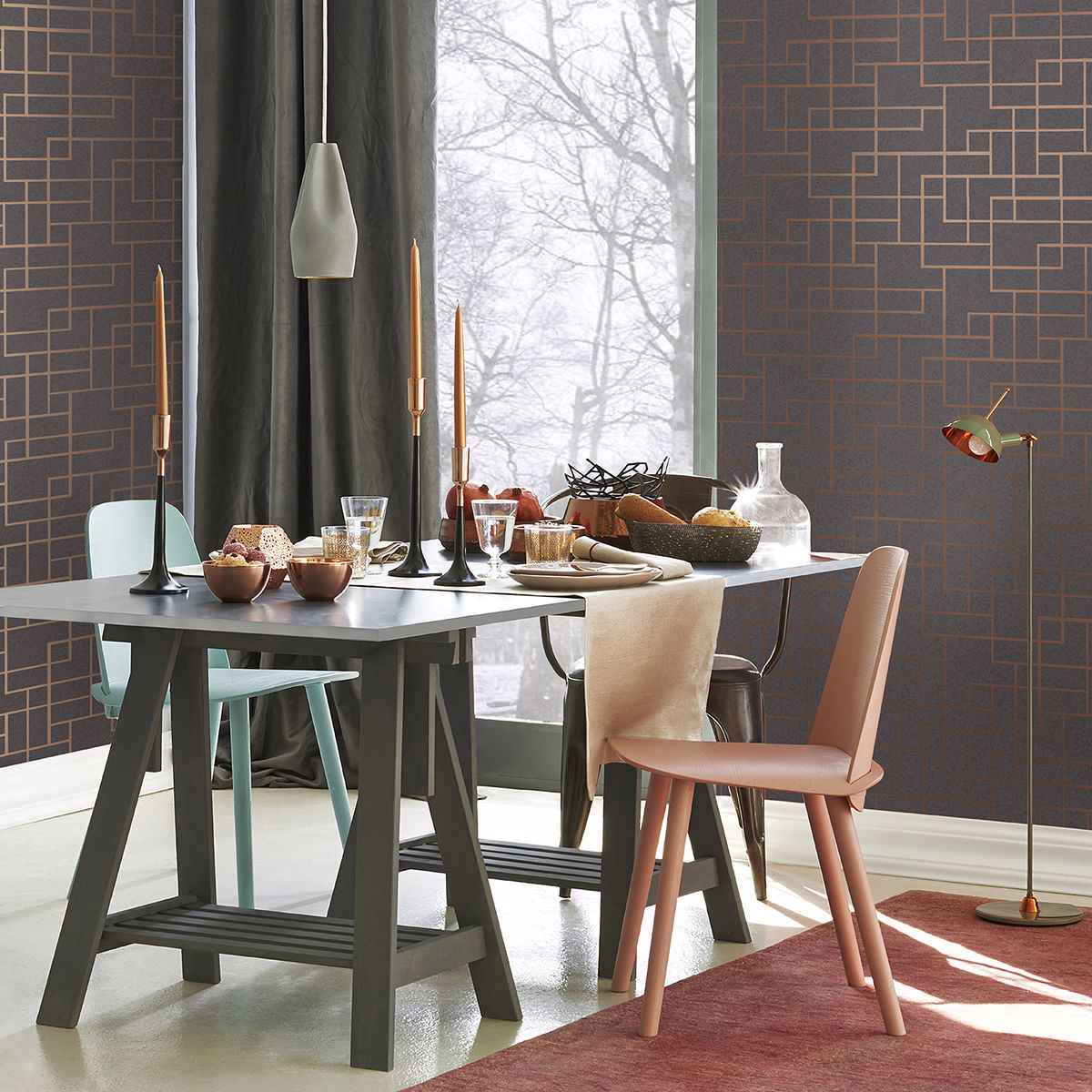 Mason Dark Grey Geometric Wallpaper - York Wallcoverings - 2927-42492 - York Wallcoverings Wallpaper