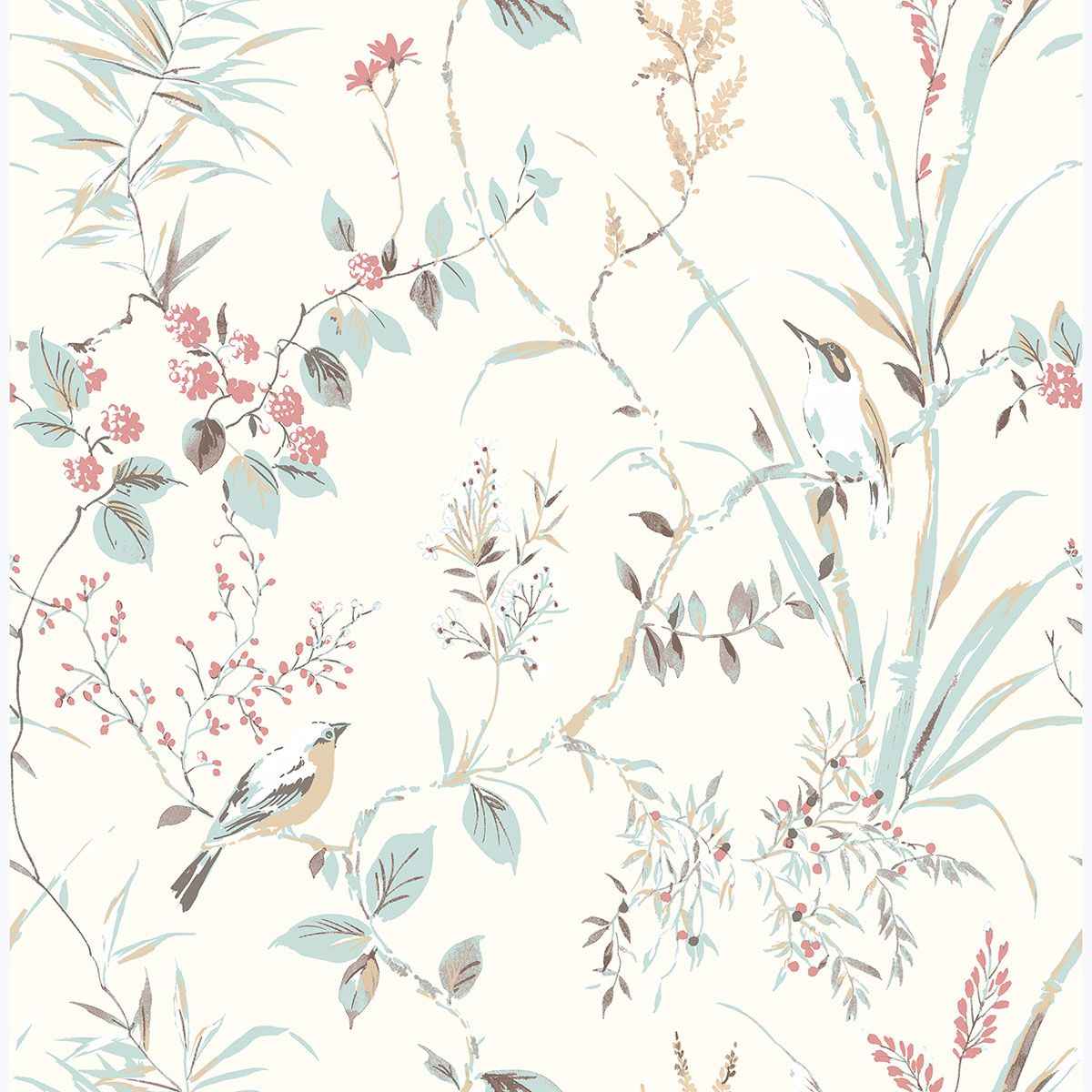 Mariko Blue Botanical Wallpaper - York Wallcoverings - UW25886 - York Wallcoverings Wallpaper
