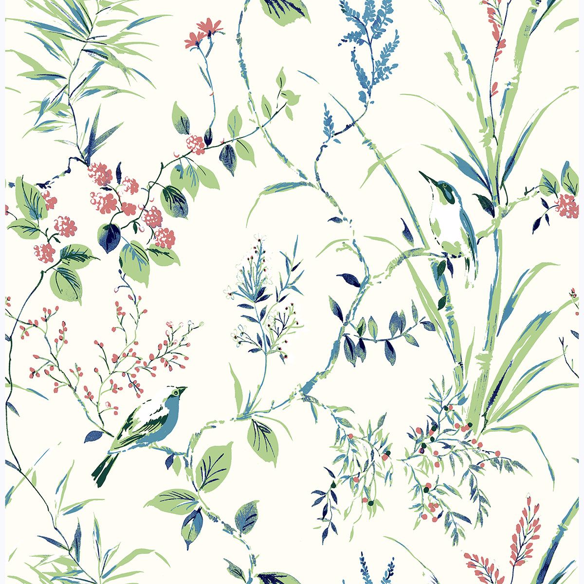 mariko-green-botanical-wallpaper-york-wallcoverings-uw25887 - York Wallcoverings Papel pintado