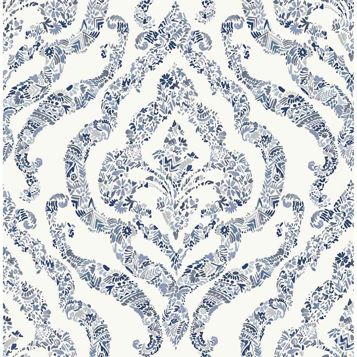 Blue Guildford Peel and Stick Wallpaper - York Wallcoverings - NUS3547