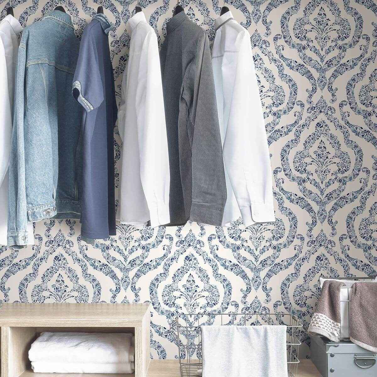 Blue Guildford Peel and Stick Wallpaper - York Wallcoverings - NUS3547 - York Wallcoverings Wallpaper