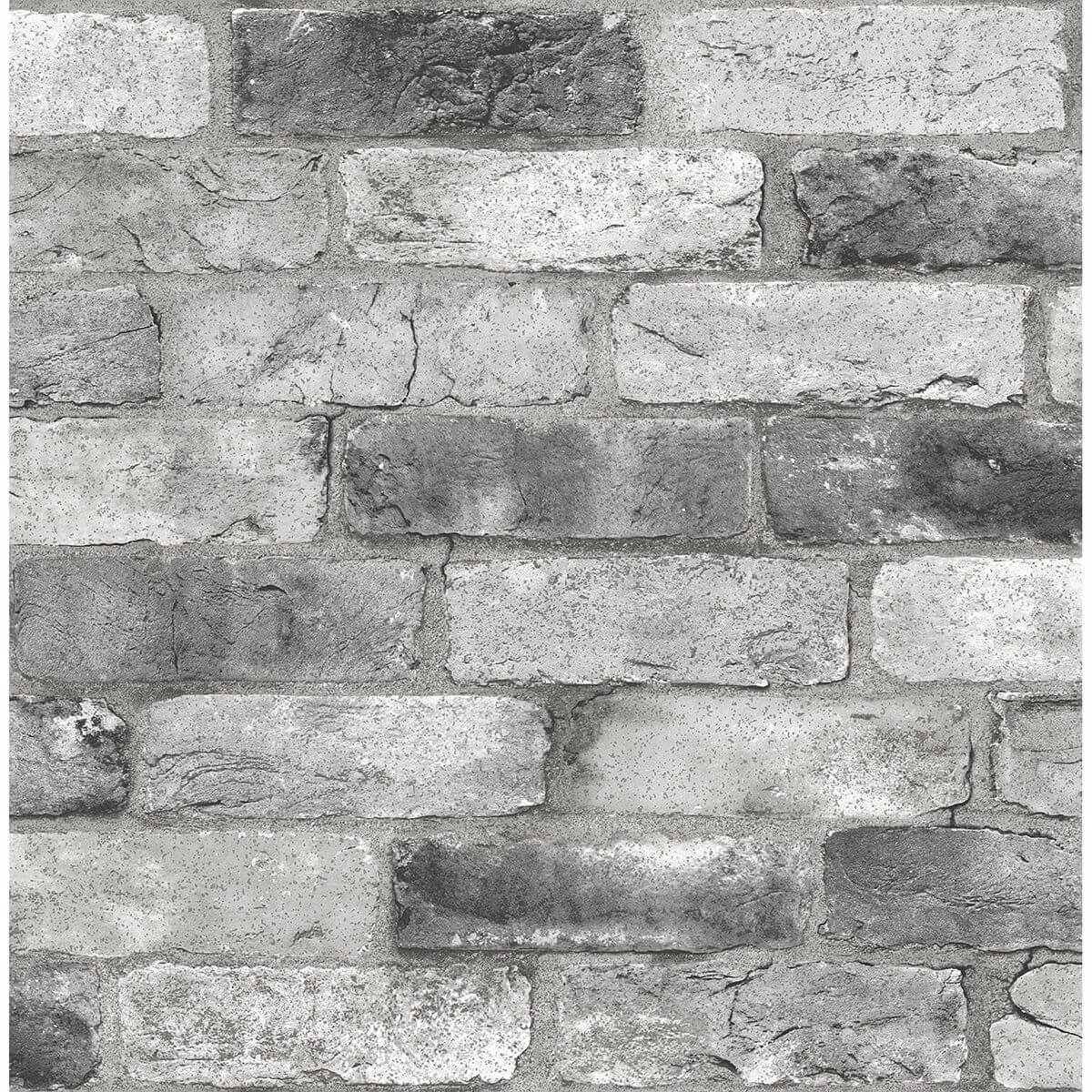 Grey London Brick Peel and Stick Wallpaper - York Wallcoverings - NUS3550 - York Wallcoverings Wallpaper