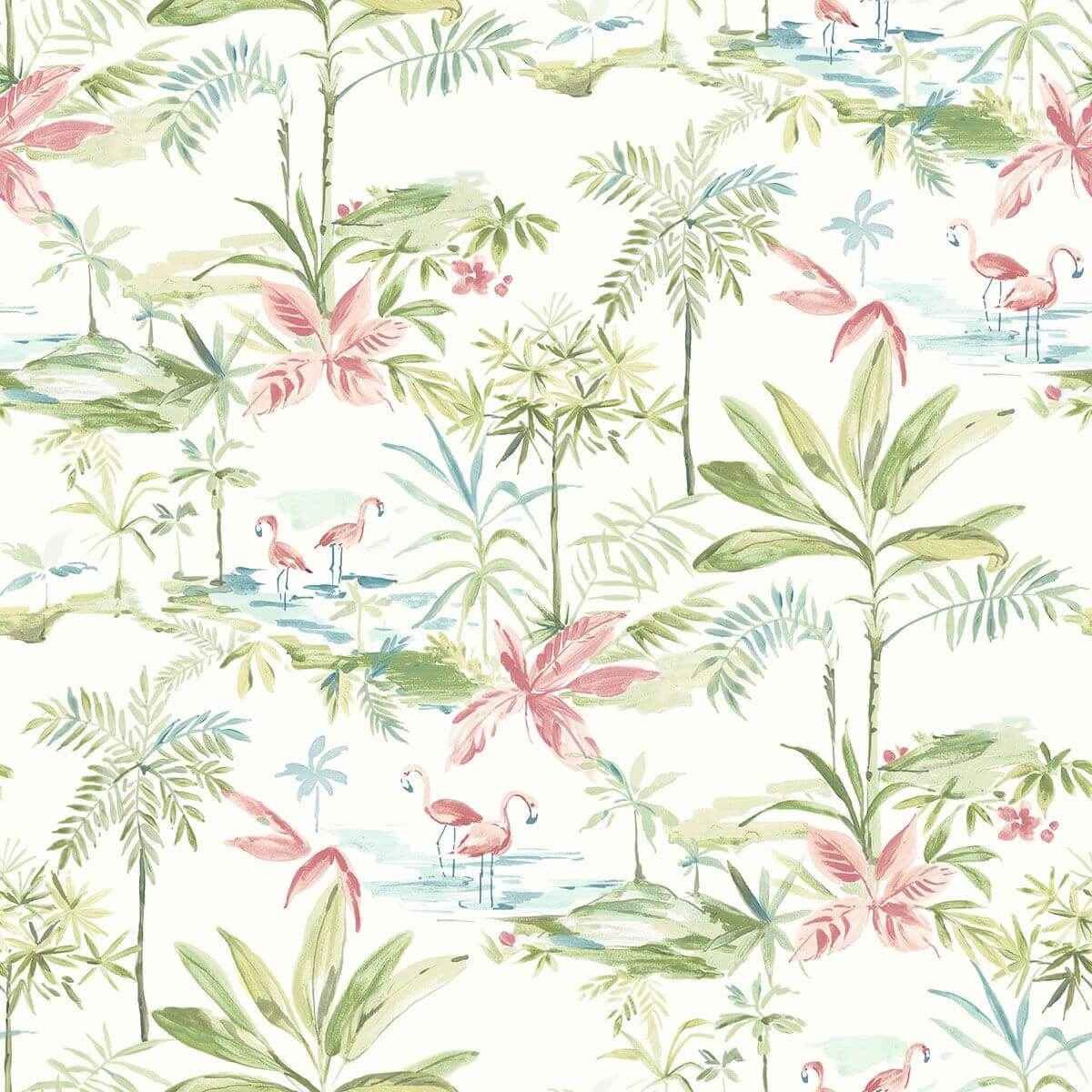 Lagoon Green Scenic Island Wallpaper - York Wallcoverings - 3120-12071 - York Wallcoverings Wallpaper