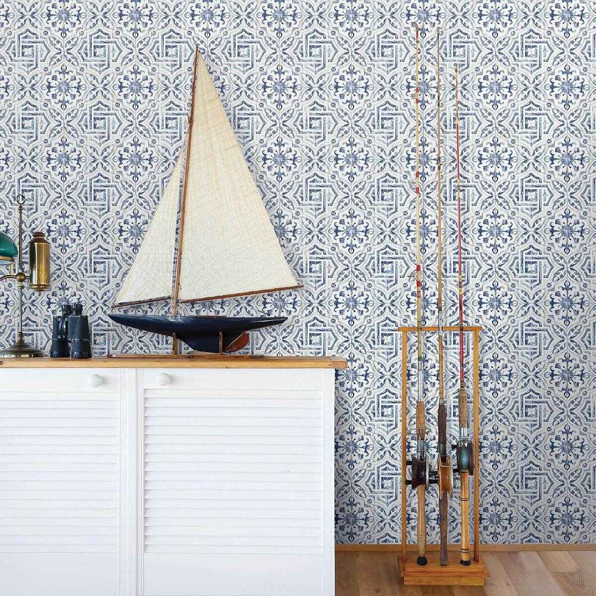 Sonoma Blue Beach Tile Wallpaper - York Wallcoverings - 3120-12332 - York Wallcoverings Wallpaper