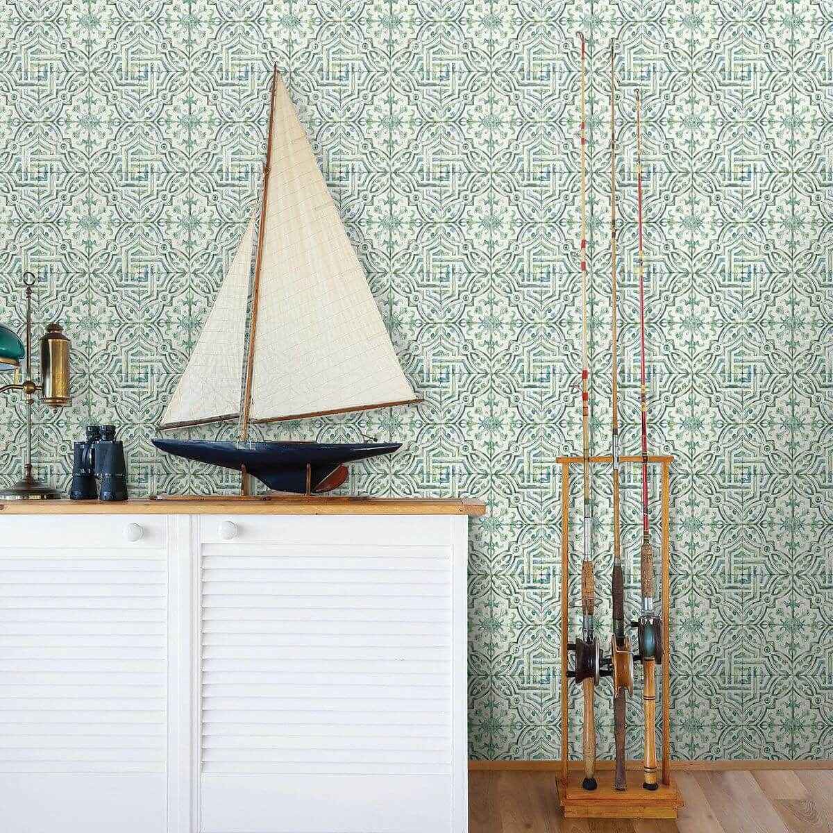 Sonoma Green Beach Tile Wallpaper - York Wallcoverings - 3120-12338 - York Wallcoverings Wallpaper