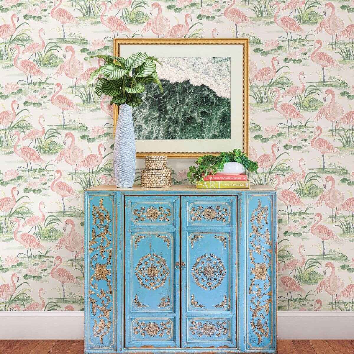 Everglades Coral Flamingos Wallpaper - York Wallcoverings - 3120-13601 - York Wallcoverings Wallpaper