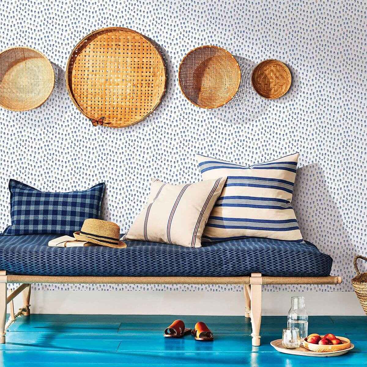 Sand Blue Painted Dots Wallpaper - York Wallcoverings - 3120-13614 - York Wallcoverings Wallpaper