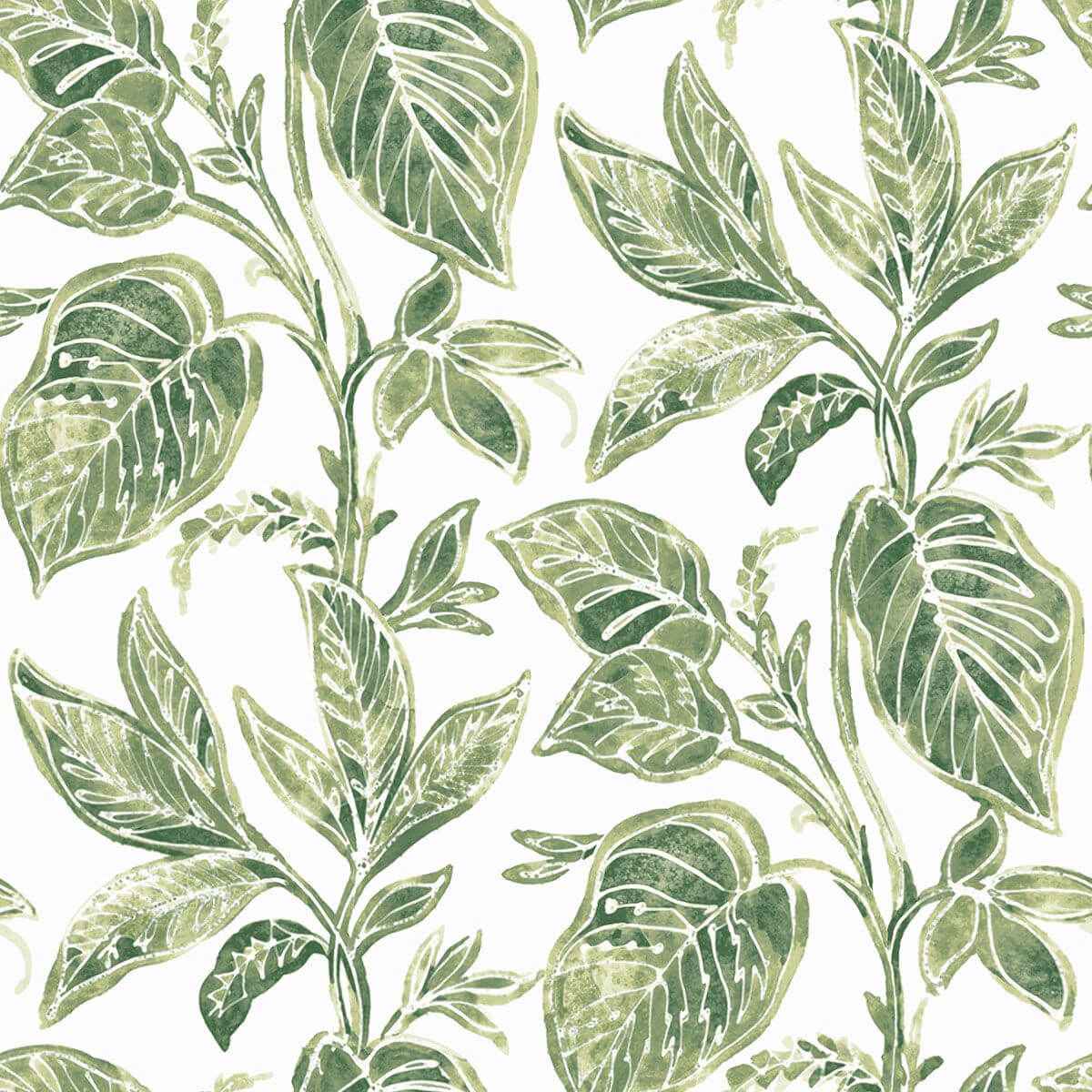 Mangrove Green Botanical Wallpaper - York Wallcoverings - 3120-13621