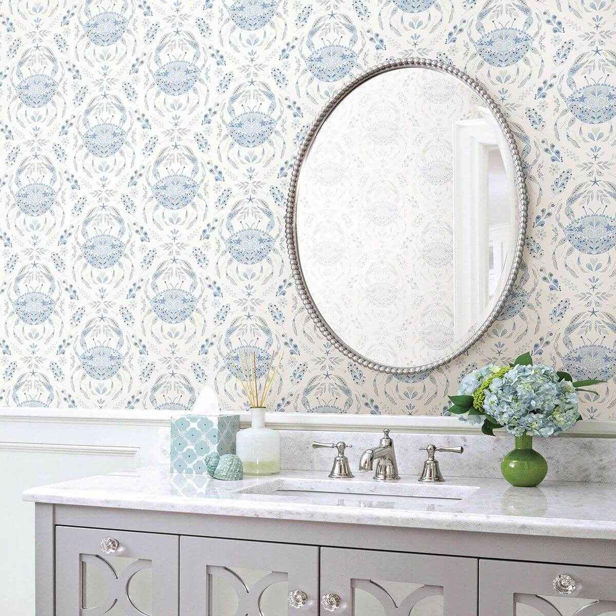 Annapolis Light Blue Crustacean Wallpaper - York Wallcoverings - 3120-13644 - York Wallcoverings Wallpaper
