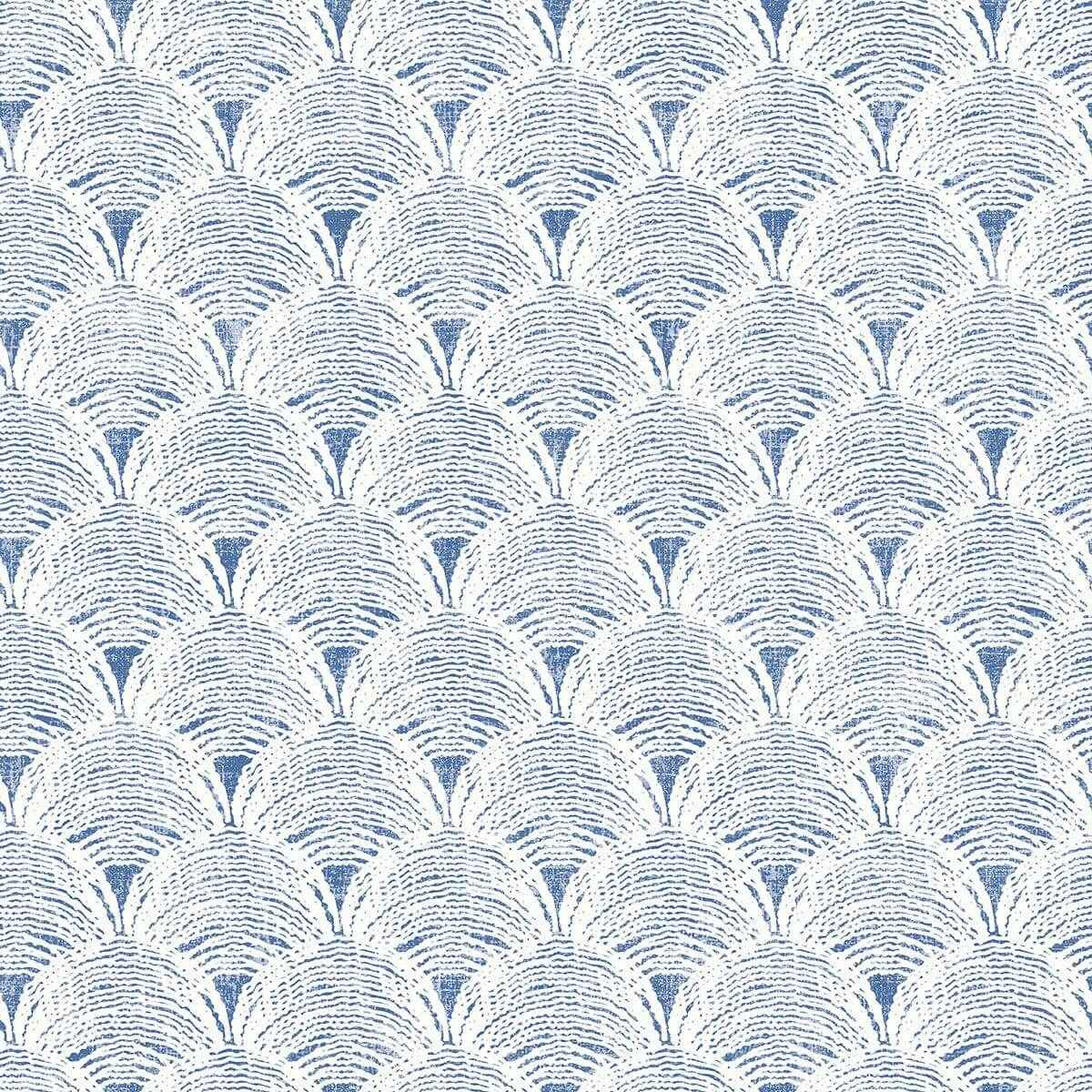 Santiago Blue Scalloped Wallpaper - York Wallcoverings - 3120-13654