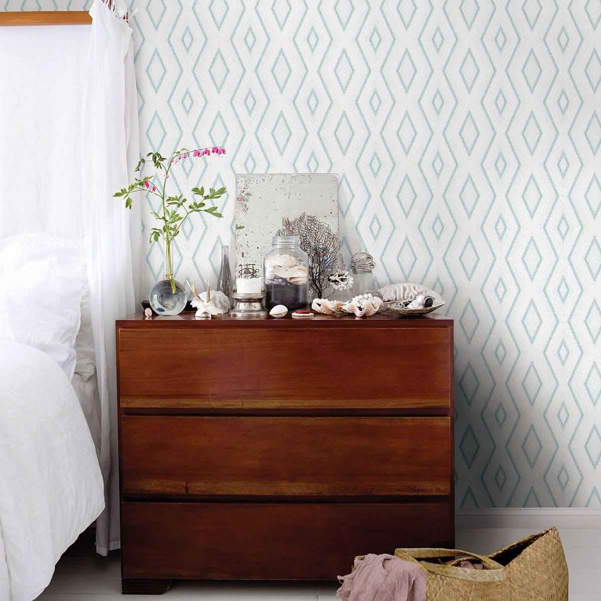 Santa Turquoise Geometric Wallpaper - York Wallcoverings - 3120-13661 - York Wallcoverings Wallpaper