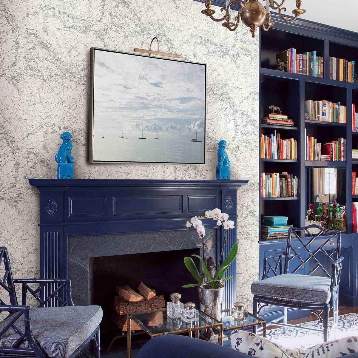Charts Black Map Wallpaper - York Wallcoverings - 3120-16179 - York Wallcoverings Wallpaper
