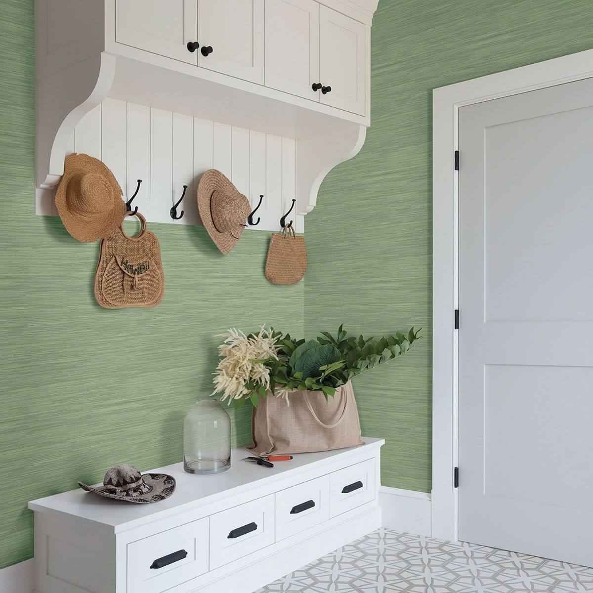 Waverly Green Grasscloth Wallpaper - York Wallcoverings - 3120-256017 - York Wallcoverings Wallpaper