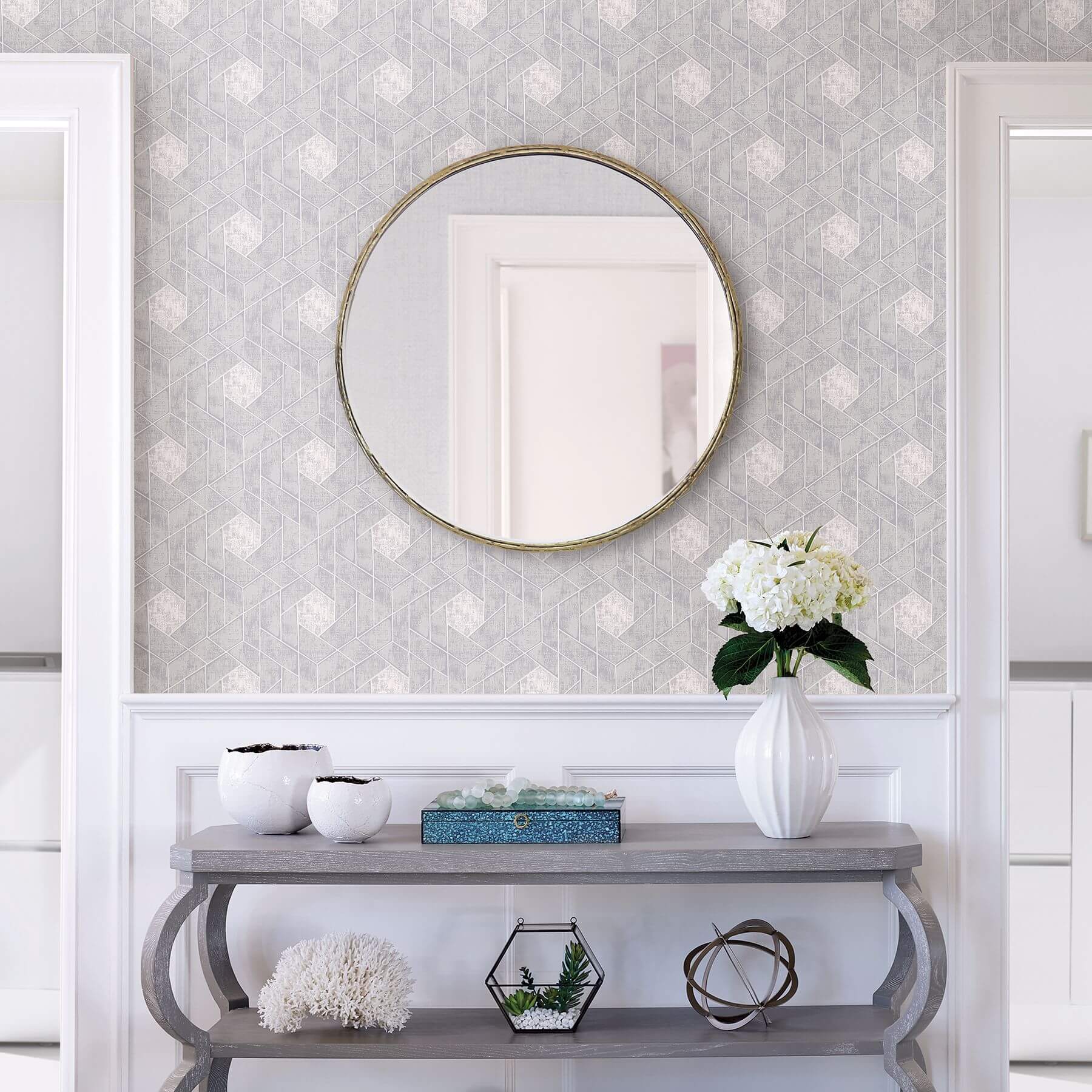 Granada Light Grey Grey Geometric Wallpaper - York Wallcoverings - 2964-25902 - York Wallcoverings Wallpaper