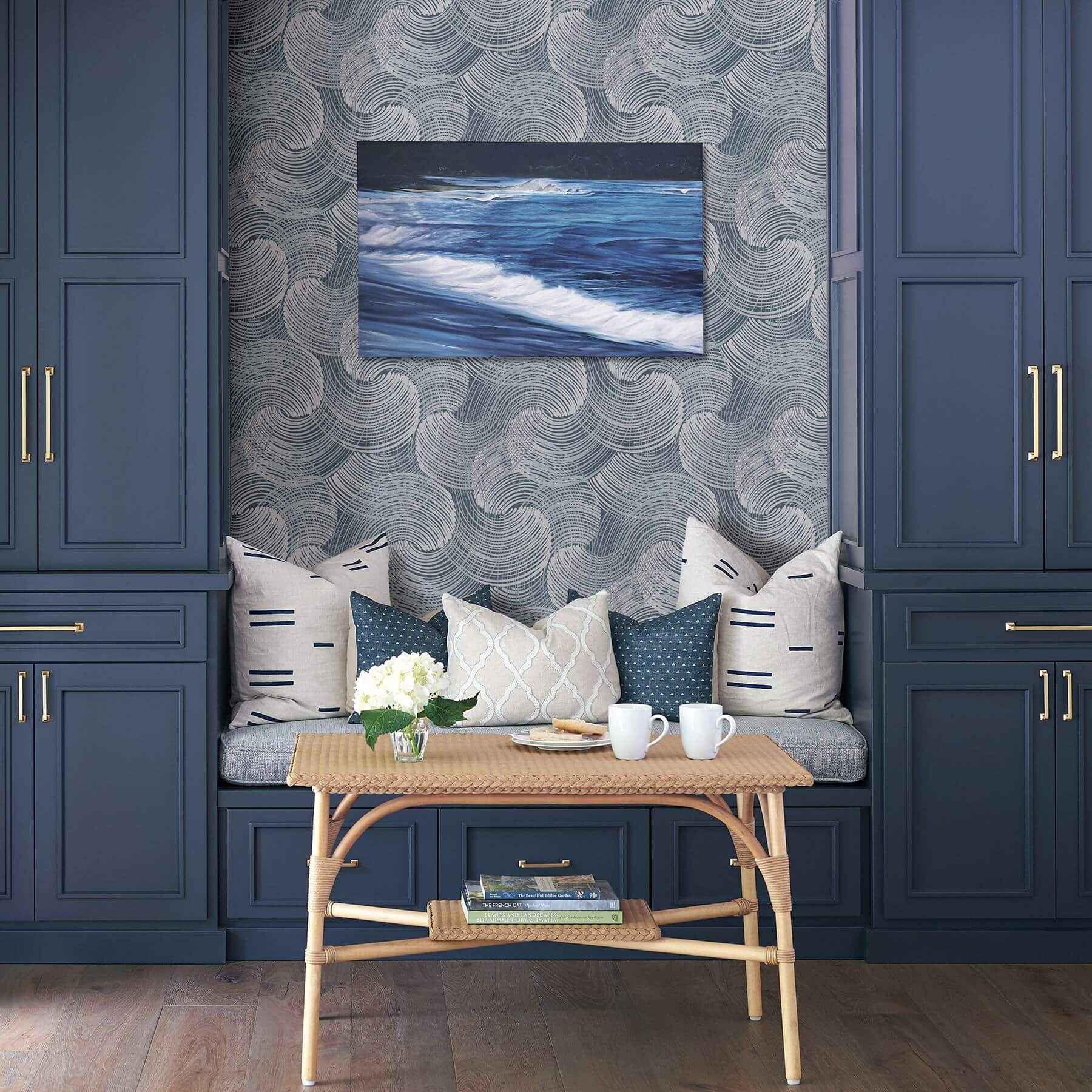Karson Blue Swirling Geometric Wallpaper - York Wallcoverings - 2964-25905 - York Wallcoverings Wallpaper