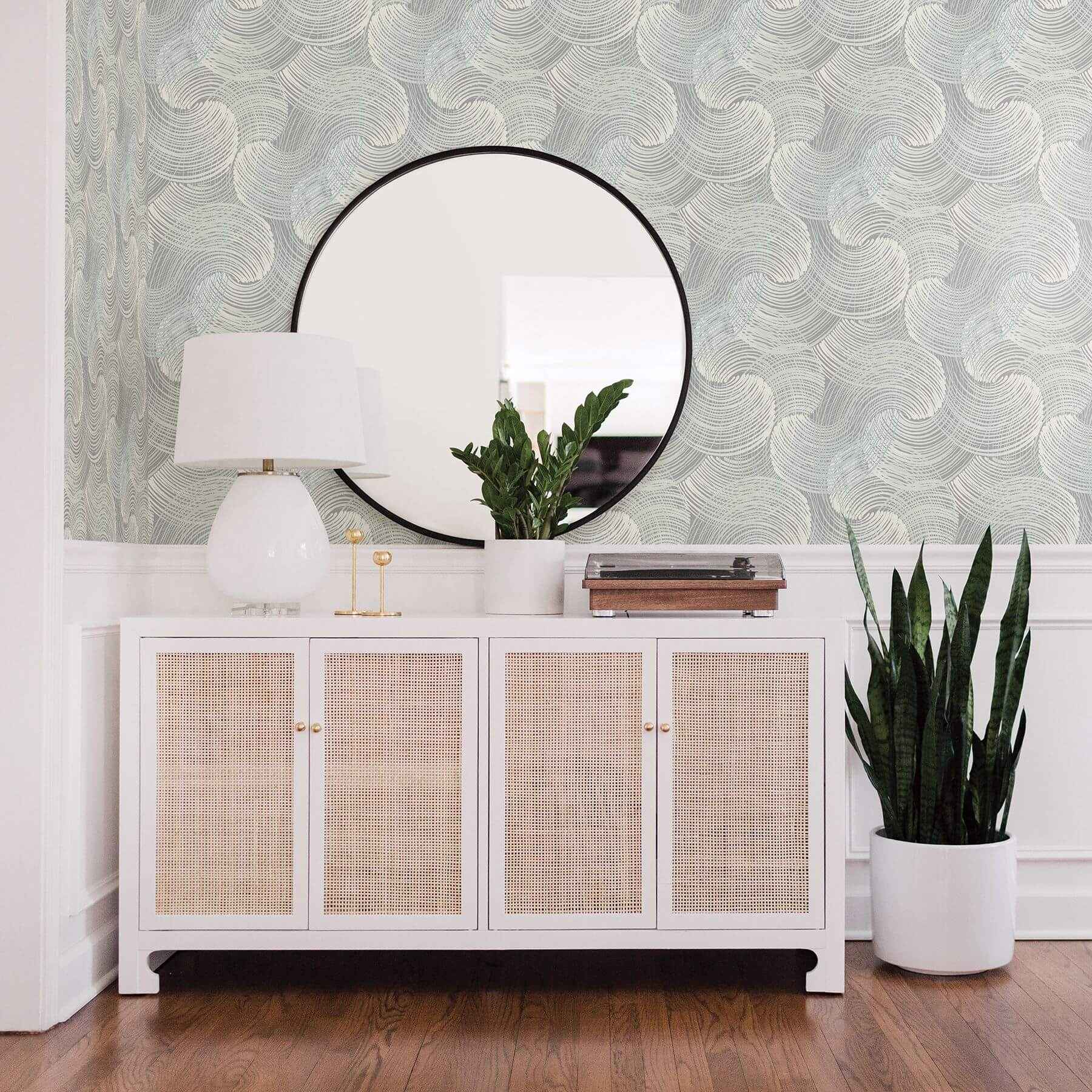Karson Teal Swirling Geometric Wallpaper - York Wallcoverings - 2964-25909 - York Wallcoverings Wallpaper