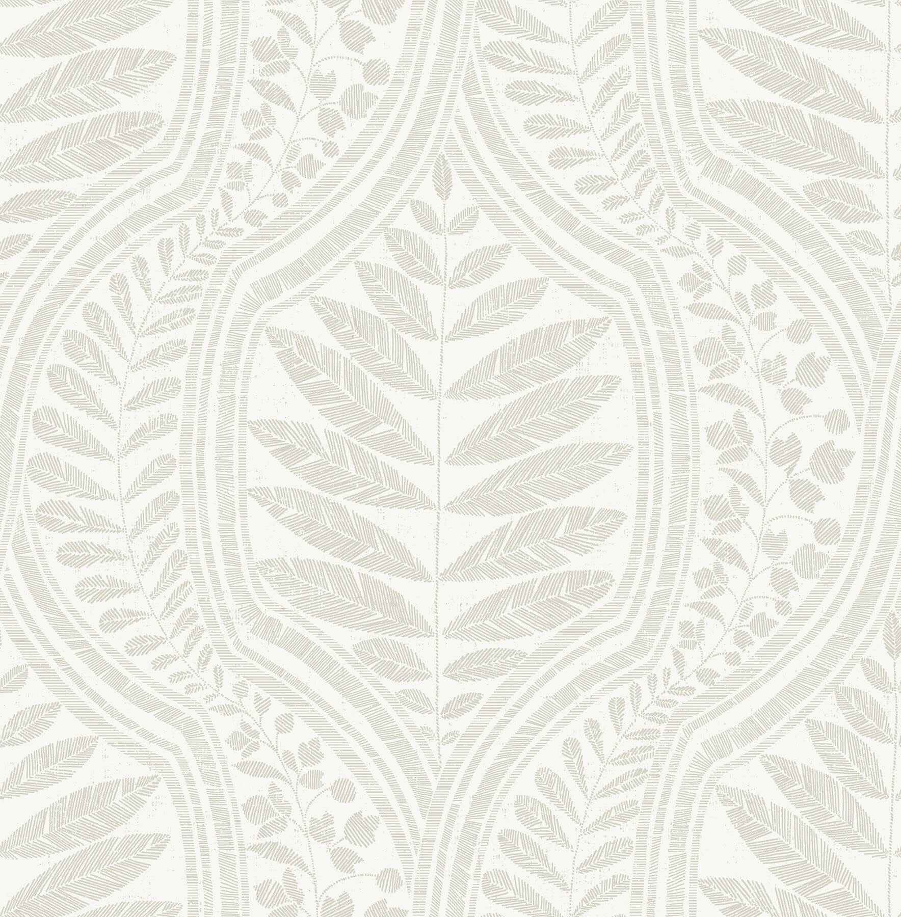 Juno Beige Ogee Wallpaper - York Wallcoverings - 2964-25949