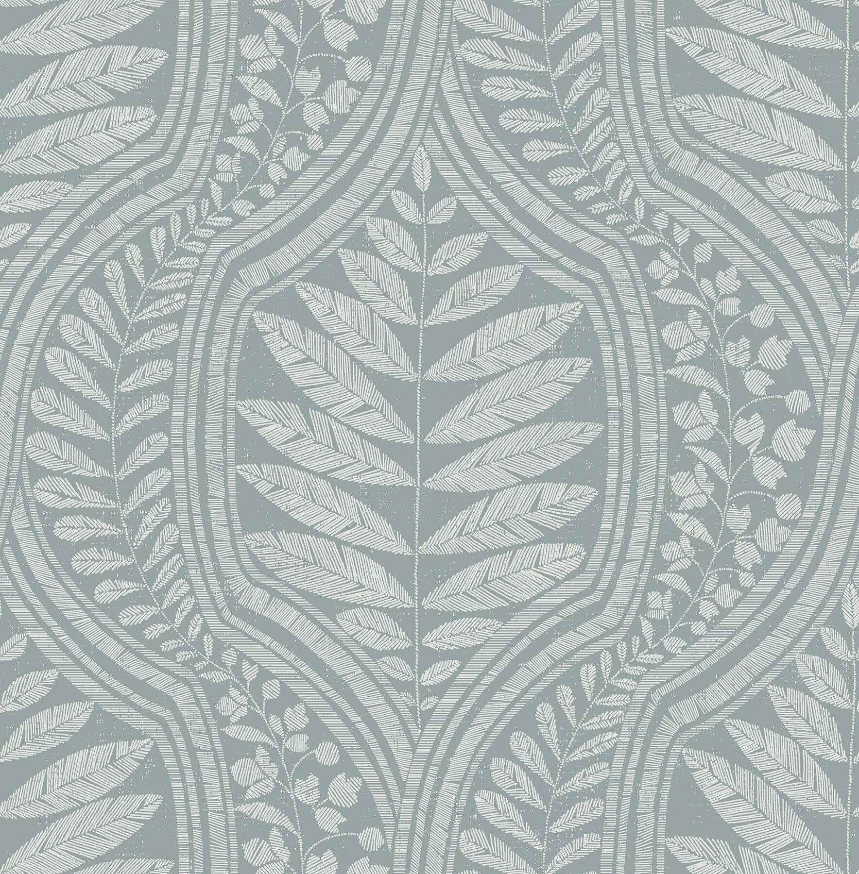 Juno Teal Ogee Wallpaper - York Wallcoverings - 2964-25950