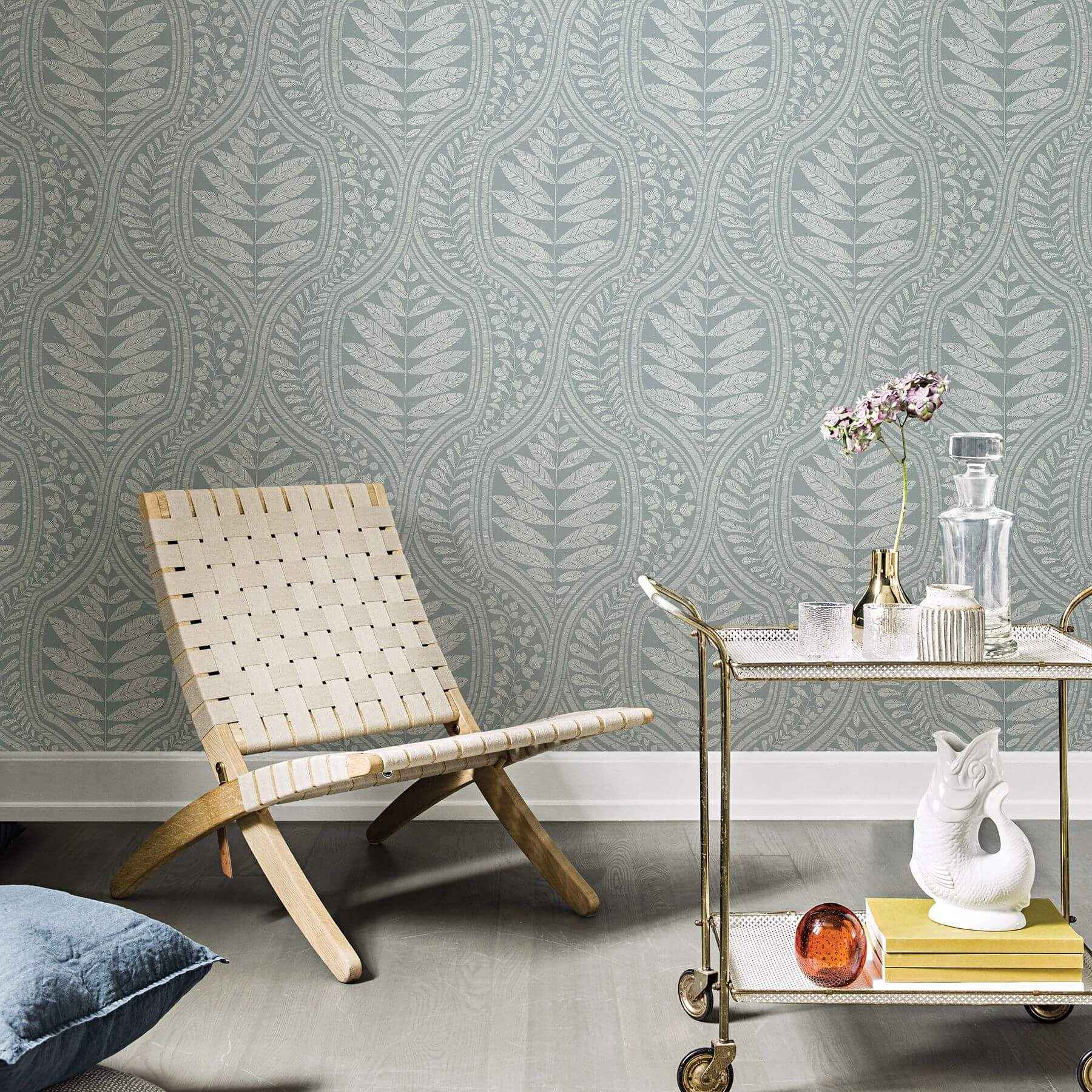 Juno Teal Ogee Wallpaper - York Wallcoverings - 2964-25950 - York Wallcoverings Wallpaper